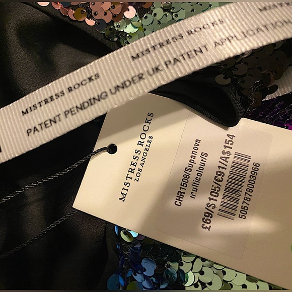 Mistress Rocks one shoulder multi color sequin dress SZ S - Picture 3 of 3